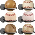 Baseball&Softball Display Memorabilia Holder Baseball Bat Storage Baseball Display Holders Heavy-Duty Wall Mount Rack for Collectibles Black 3PCS Hardware Included (6 Pack)