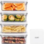 VAKUEN Premium Airtight Food Storage Container. Meal Prep 0.85qt 5pc/Set. 4pcs Container and Vacuum Sealer. Patented Double Silicone Lining, 100% Leak Proof, BPA-FREE
