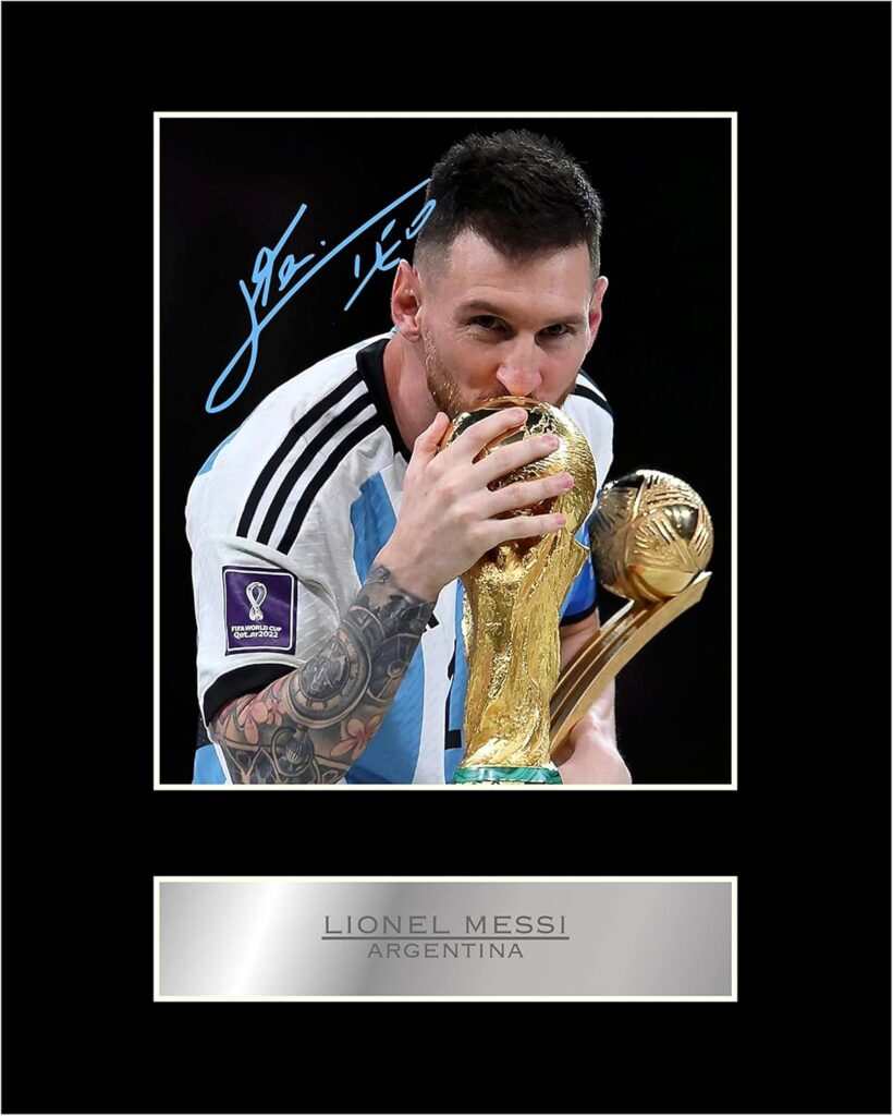 Generic Lionel Messi Pre Printed Signature Signed Mounted Photo Display #01 Printed Autograph Picture 10×8 Inch Mount