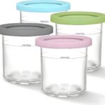 Replacement for Ninja Creami Pints 4 Pack, 16oz Creami Pints Compatible with NC301 & NC300s Series Creami Ice Cream Makers, BPA-Free & Dishwasher Safe, Color Lids