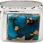NOVICA Artisan Handmade .925 Sterling Silver Ring Crafted Composite Turquoise Reconstituted Blue Single Stone India ‘Fascination’