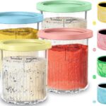 for Ninja Creami Deluxe 24OZ Pints and Lids 4 Pack with Neoprene Sleeve,Family Ice Cream Storage Containers for Ninja Creami Maker 11-in-1 NC501 NC500 Series (Dishwasher Safe Reusable Leak Proof)