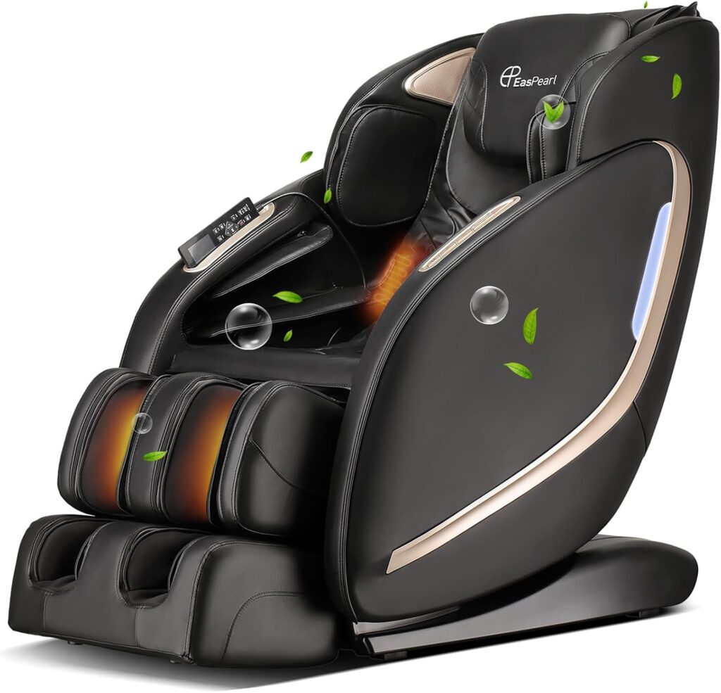 EASPEARL Massage Chair, Zero Gravity Massage Chairs Full Body with APP, Phone Holder, Waist and Calf Heat, Thai Stretch, Body Scan, USB Port, Bluetooth Speaker, Shiatsu Massage Recliner (Black)