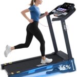 Auto Incline Treadmill – 300+ LBS Capacity 3.5HP Folding Treadmills with 15% Auto Incline, Running Machine for Home, 10 MPH Speed, 36 Preset Programs, Upgrade LCD Panel, Bluetooth App