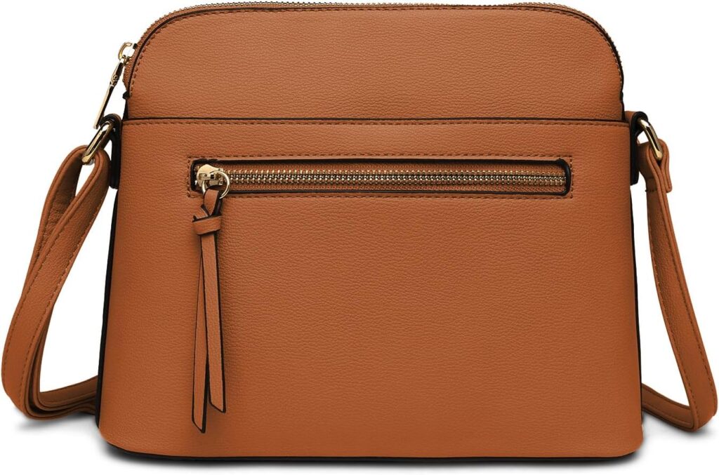 LA TERRE Small Crossbody Bag, Dome Shoulder Bag with Zipper Pocket Adjustable Strap