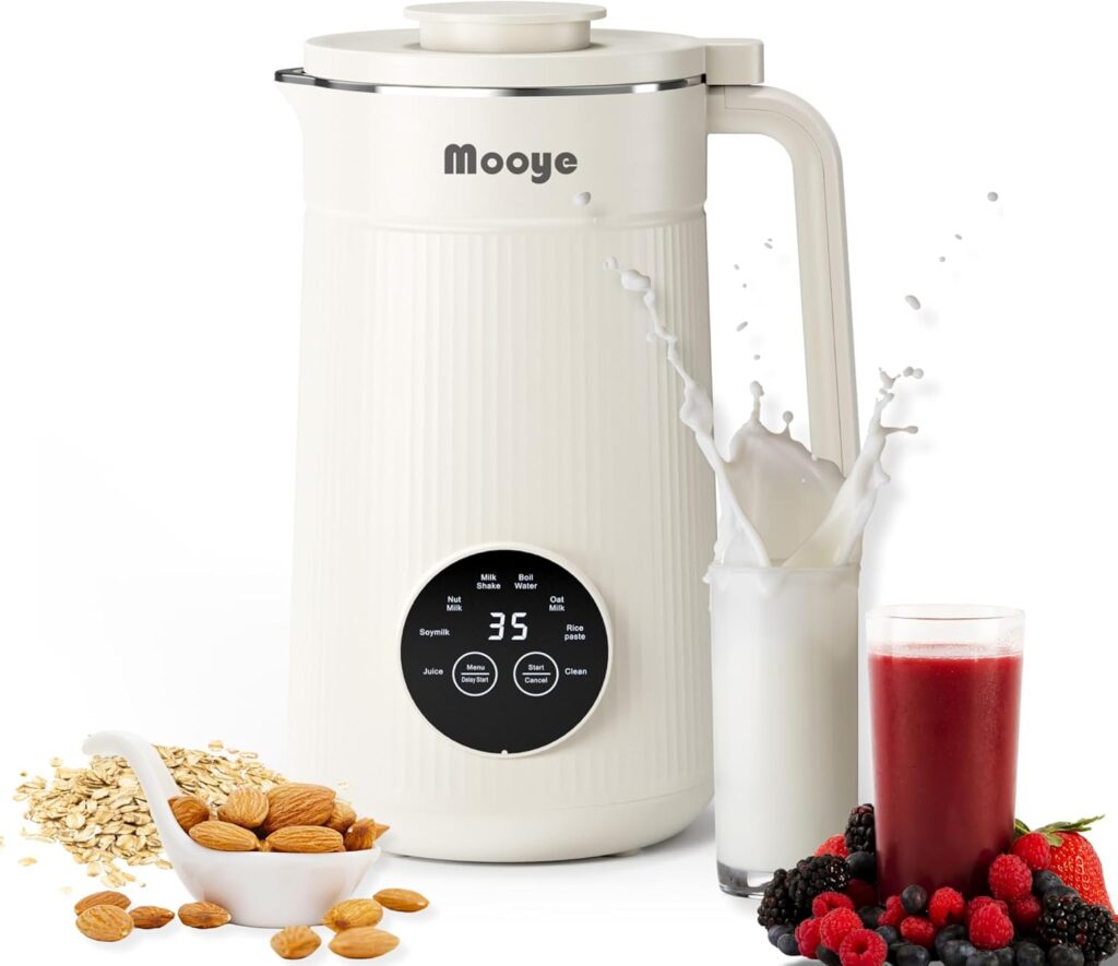 8 in 1 Automatic Nut Milk Maker Machine, 35oz Multi-Functional Soy Milk Maker with 10 Blades, Plant-Based, Oat, Almond, Dairy Free Beverages with 12h Timer, Heating, Auto-clean, Keep Warm 2h