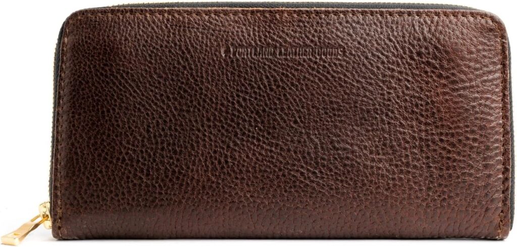 Portland Leather Goods Women’s Accordion Zip Wallet – Handcrafted in Durable, Full-Grain Leather – 8 Card Slots & Secure Zippered Pocket – Coldbrew