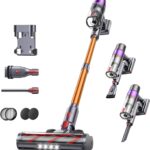 Fieety Cordless Vacuum Cleaner, 550W 45KPA Cordless Stick Vacuum Cleaner with 60Mins Rechargeable Battery, LED Touch Display, Handheld Vacuum Cleaners for Home/Pet Hair/Carpets/Floors