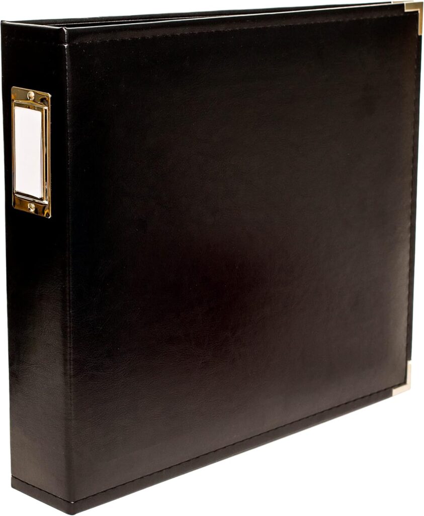 We R Memory Keepers 12×12 Black Photo Album, Protect Memories and Photos, Soft, Acid-free Faux Leather, Classy Decorative Spine Label, Snag-free Rings, Includes 5 Page Protectors