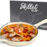 Segretto Cookware Enameled Cast Iron Skillet, 10.25-IN Bianco Perla (Off-White) Enamel Skillet Pan, No Seasoning Required and Cast Iron Frying Pan