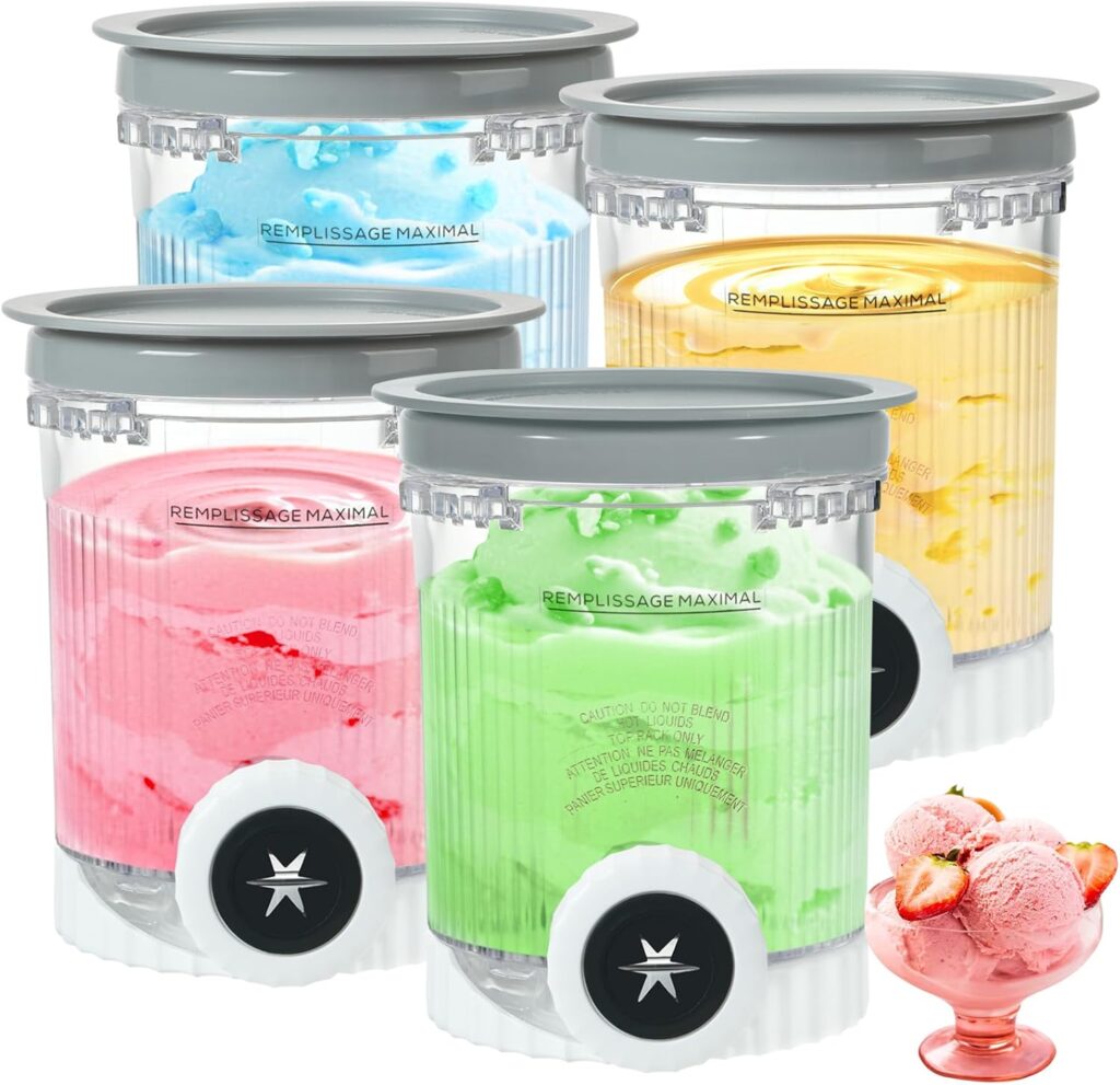 4 Pack Creami Pints and Lids for Ninja NC700 NC701 Series, Compatible with Ninja Swirl Ice Cream & Soft Serve Makers, BPA-Free & Dishwasher Safe, Replacement XSK7PNTLD2