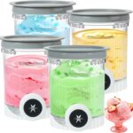4 Pack Creami Pints and Lids for Ninja NC700 NC701 Series, Compatible with Ninja Swirl Ice Cream & Soft Serve Makers, BPA-Free & Dishwasher Safe, Replacement XSK7PNTLD2