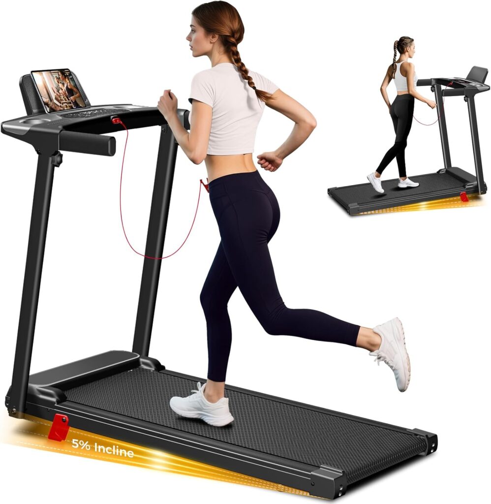 Portable Treadmill with Incline, 3.0HP Walking Pad with Handle Bar, 3-in-1 Foldable Running Electric Treadmill for Home Office Small Space with Quiet Brushless, 300 LBS Capacity