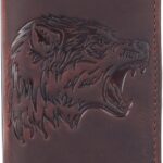 Wild Wolf Long Bifold Wallet for Men – Full Grain Cowhide Leather Rodeo Western Design – Handcrafted RFID Blocking, Slim Vintage Style – Gift for Hunters, Outdoorsmen, Father’s Day & Christmas