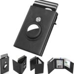 typecase Mens Wallet Card Holder for AirTag: Leather Smart Wallet for Men Compatible with Apple Air Tag, RFID Blocking, Slim, Minimalist – 9-14 Card Capacity | ID Window | Cash Slot (Black)