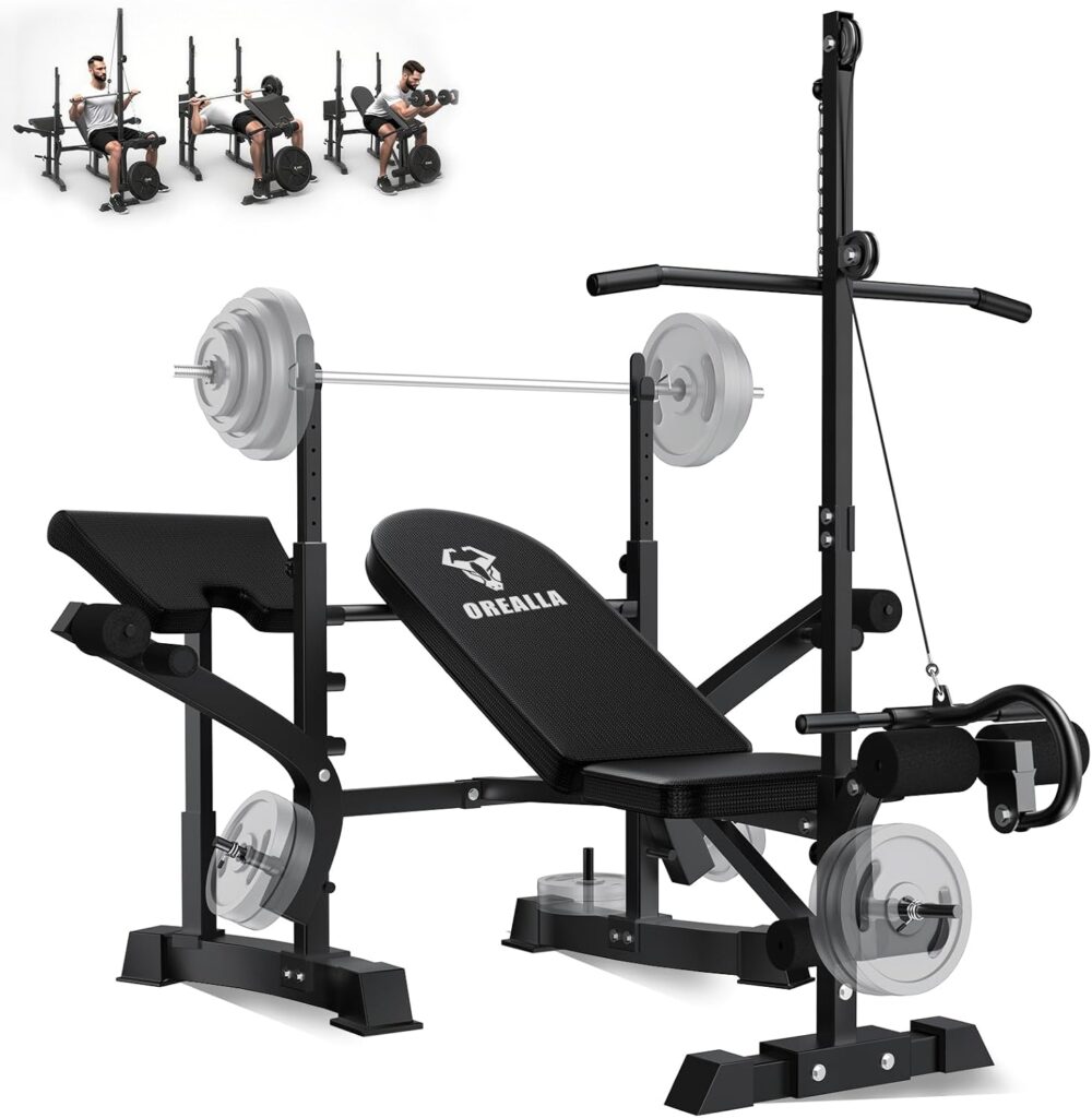 Adjustable Weight Bench Press Set – Full Body Strength Training Workout Bench, 8 in 1 Multi-Function Exercise Equipment with Leg Developer, Preacher Curl Pad, Chest Fly for Home Gym