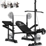 Adjustable Weight Bench Press Set – Full Body Strength Training Workout Bench, 8 in 1 Multi-Function Exercise Equipment with Leg Developer, Preacher Curl Pad, Chest Fly for Home Gym
