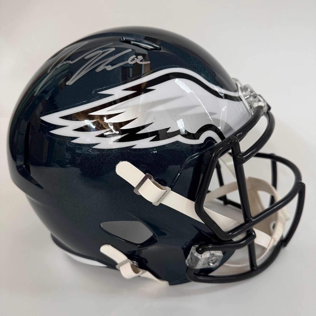Autographed/Signed Jason Kelce Philadelphia Eagles Full Size FS F/S Replica Football Helmet JSA COA