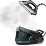 Rowenta Iron Steamer for Clothes Master Steam Station, Professional Steam Iron for Clothes with Stainless Steel Soleplate, 57 Oz, 400 Microsteam Holes, Built-In Pump, 1750 Watts, Black/Green, VR8338