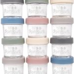 WeeSprout Glass Baby Food Storage Jars w/Lids (4 oz, 12 Pack Set) Snack, Puree, Reusable Small Containers, Breast Milk, Fridge or Freezer, Microwave & Dishwasher Safe, Essential Must Have for Infants