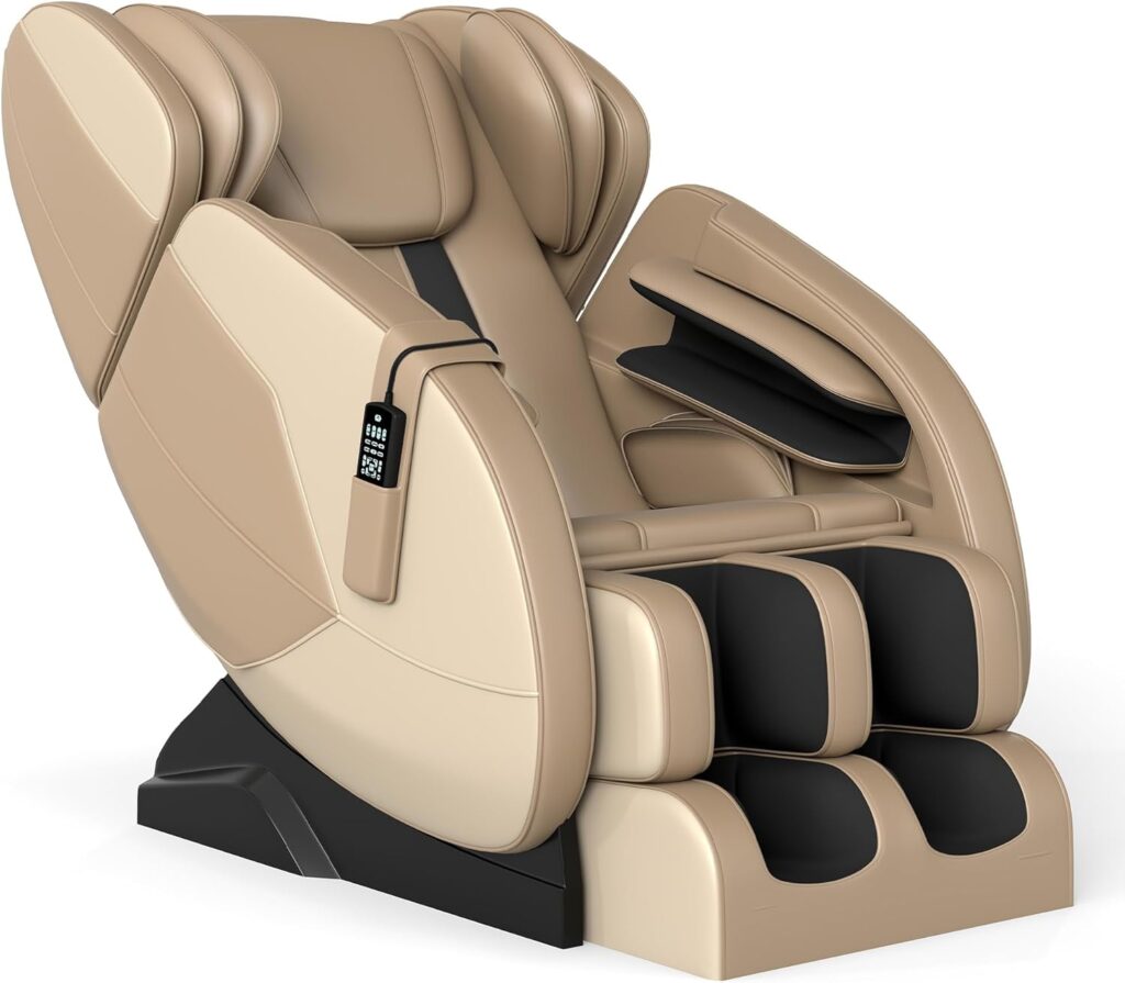 2025 Massage Chair Recliner,Lower Back with Calf Heating,Full Body Airbag Massage,One Touch Zero Gravity,Foot Roller and Bluetooth,Apply Home and Office,Khaki