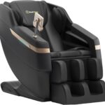 Real Relax 2025 Full Body Massage Chair, Zero Gravity Shiatsu Massage Chair Recliner, Waist and Calf Heating, Foot Massage, Bluetooth, Large Control Screen (Black and Gold)