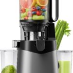 Cold Press Juicer, 5.3″ Wide Feed Chute Juice Extractor Machine with 400W, High Juice Yield, Slow Masticating Juicer for Whole Vegetables & Fruits, Deep Grey
