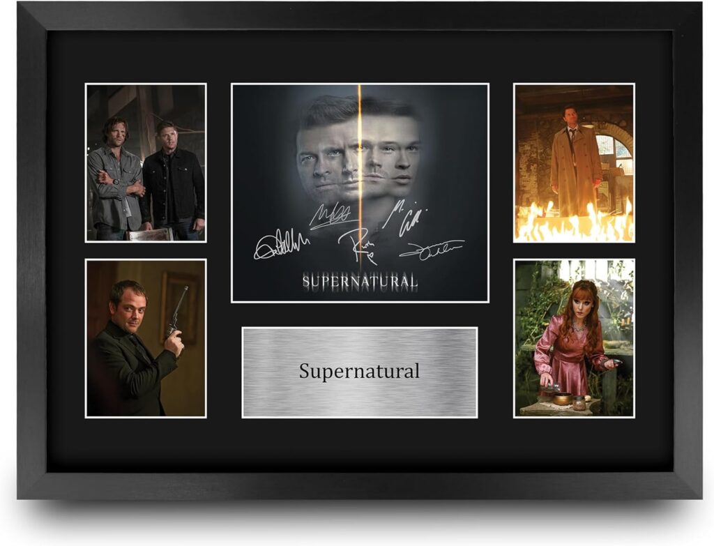 HWC Trading Supernatural Gifts Printed Signed Autograph Presentation Photo Montage Display for TV Show Fans – 16″ x 12″ Framed