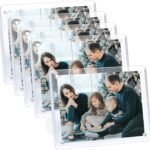ECOSEAO 4×6 Acrylic Picture Frame, 5 Pack Clear Magnetic Picture Frame Desktop Display with Photo Frame Support Stand Best Gift for Family, Baby