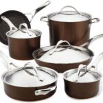 Anolon 83852 Nouvelle Copper Hard Anodized Nonstick Cookware Set / Pots and Pans Set – 11 Piece, Brown
