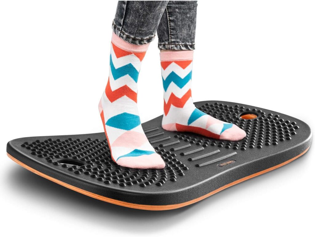 Standing Desk Anti Fatigue Mat Wooden Wobble Balance Board Stability Rocker with Ergonomic Design Comfort Floor Mat Accessories(Large, Obsidian Black)