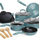 Goodful Ceramic Nonstick Pots and Pans Set, Premium Ceramic Coating Made without PFOA, PTFE or PFAS, Dishwasher Safe, 12-Piece, Turquoise