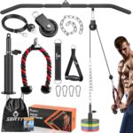 SERTT Cable Pulley System Gym, Power Rack Pulley Attachment with 2-in-1 LAT Pull Down Bar and Upgraded Loading Pin,Used for Triceps Pulldown, Biceps, Back, Shoulder
