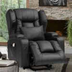 Big Lift Chairs Recliners for Elderly with Massage and Heating, Overstuffed Power Lift Recliner Chair, PU Leather Lazy Sofa Chairs for Living Room, 2 Remote Control/USB Port/Cup Holders