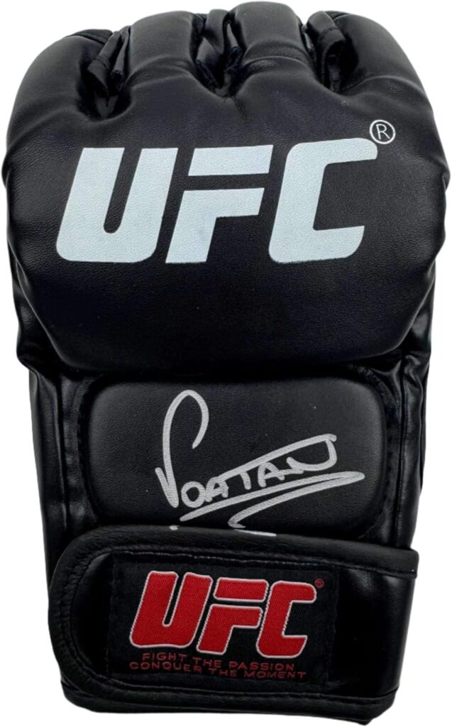 Autographed/Signed Alex “Poatan” Pereira UFC MMA Black Fighting Glove Beckett BAS COA