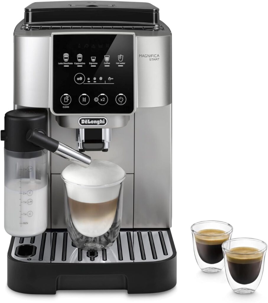 De’Longhi Magnifica Start Automatic Espresso Machine with Auto Milk Frother & Built in Grinder – 5 One-Touch Recipes, Easy-to-Clean, Home Barista Coffee Maker for Lattes, Cappuccino, Iced Coffee