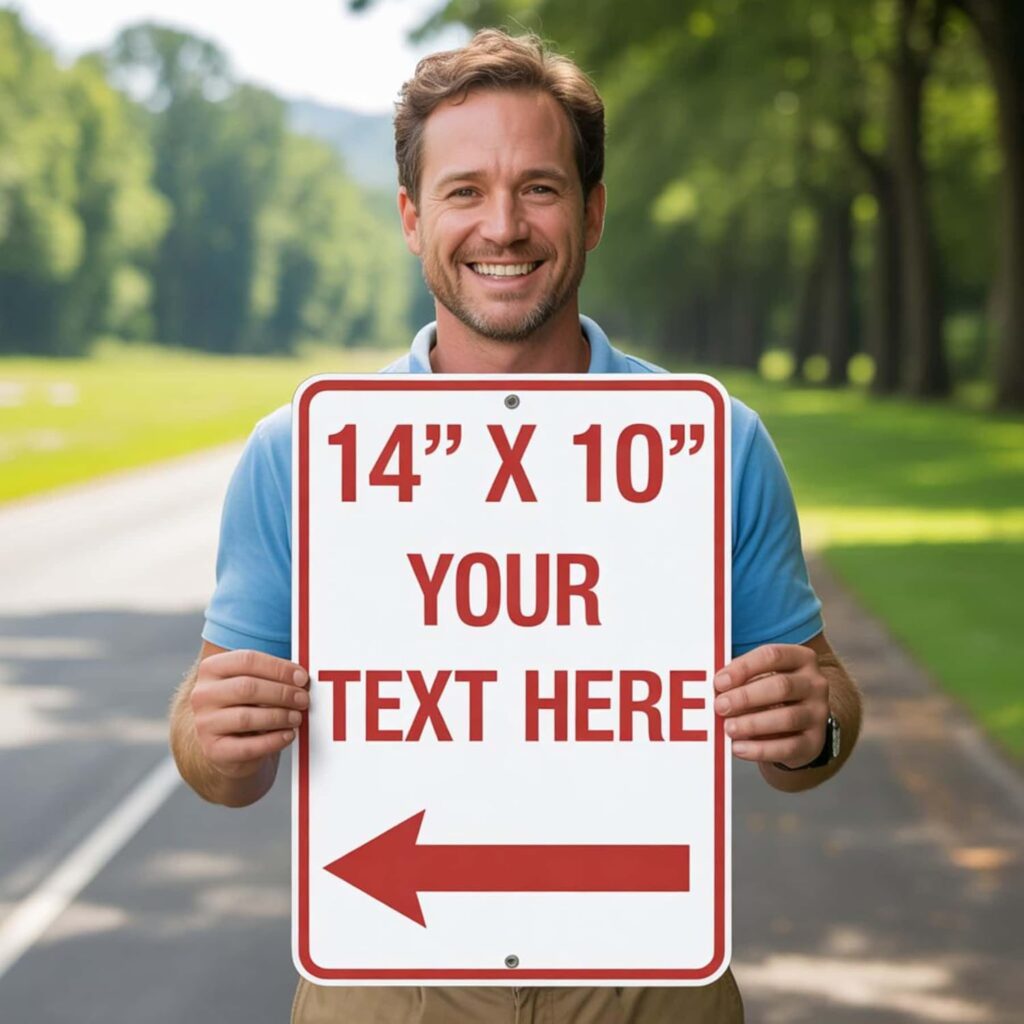 Custom Metal Signs Outdoor, 14×10 Inch, Personalized Signs for Business, Rust Free Aluminum, UV Ink Printing, Durable/Weatherproof