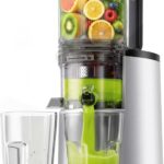 Cold Press Juicer, EUHOMY 5.5″ Extra Large Feed Chute Slow Masticating Juicer, 250W Juicer Machines, 99.6% High Juice Yield, Easy to clean, Reverse Function, for Whole Vegetables & Fruits. Sliver