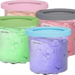 16oz Ice Cream Containers Replacement for Ninja Creami Pints, 4 Pack Creami Pint Containers Compatible with NC301 NC300 NC299AMZ NC290 Series Ice Cream Maker, BPA-Free, Airtight & Dishwasher Safe