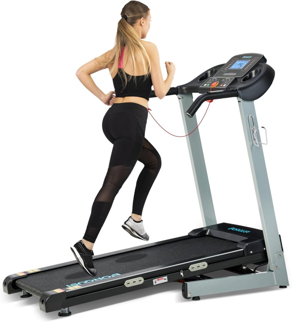 Treadmill with Auto Incline – 300 lb Capacity, 3.0HP Folding Electric Treadmill Up to 8.5 MPH Speed, Running Machine with 17.5″ Wide Tread Belt and Bluetooth Speaker for Home Use