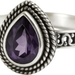 Amethyst Sterling Silver Ring – Handmade Gemstone Jewelry Gift Ideas for Women Her – February Natural Real Birthstone