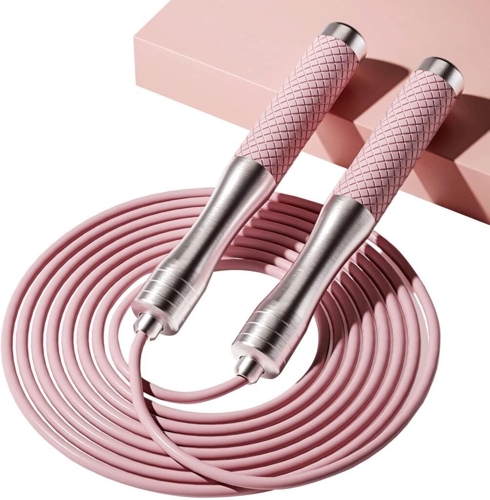 𝐒𝐩𝐞𝐞𝐝 𝐉𝐮𝐦𝐩 𝐑𝐨𝐩𝐞 𝐟𝐨𝐫 𝐅𝐢𝐭𝐧𝐞𝐬𝐬 – Skipping Rope for Women Men Exercise with Adjustable Length Jumping Rope and Alloy & Silicone Handles Suitable for Workout Boxing Home Gym