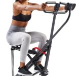 Sunny Health & Fitness Smart Upright Row-N-Ride Trainer w/Adjustable Resistance & 330LB Weight Capacity, Foldable Home Exercise Equipment for Arm, Glute & Leg Training, Free SunnyFit App Connection