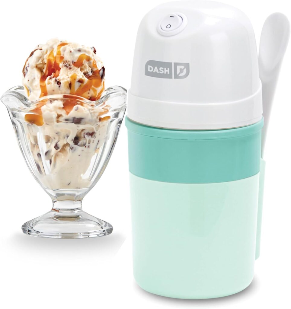 DASH My Pint Ice Cream Maker Machine (Aqua): Multi-Purpose Soft Serve Ice Cream Machine for Homemade Gelato, Sorbet, Frozen Yogurt, Includes Mixing Spoon, Easy to Clean and Store