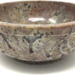 Soapstone Floral Design Handmade Scrying & Smudge Bowl | Scrying – Bowls & Mirrors Floral Carved Ritual Bowls for Altar, Meditation, Incense, Smudge Stick Rest – Natural Stone Offering Bowl