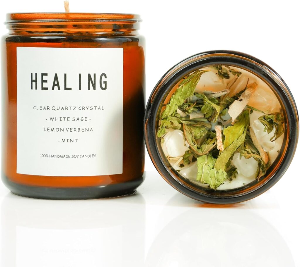 Healing Energy Candle, Negative Energy Cleansing,Soy Aromatherapy, Handmade Crystal Candle for Soothing.(Healing)