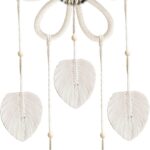 Macrame Wall Hanging – Handmade Sage Green Leaf Tapestry, Handmade Flower Wall Hanging, Bohemian Decor Bedroom Living Room Bathroom Room Nursery Decor (White)