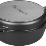 Pre-seasoned Cast Iron Double Dutch Oven Pot with Skillet Lid, for Bread Baking, Outdoor, Campfire Cooking, 3 Quart