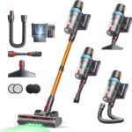 Cordless Vacuum Cleaner, Upgraded 600W 50Kpa 65Mins Vacuum Cleaners for Home, LED Touch Screen Stick Vacuum with Rechargeable Wall Mount & 3.3Ft Extendable Hose for Carpets/Pet Hair/All Floor