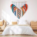 Amestrina Boho Tapestry for Bedroom, Large Macrame Wall Hanging, Boho Wall Tapestry for Bedroom, Macrame Wall Decor for Living Room (Orange)